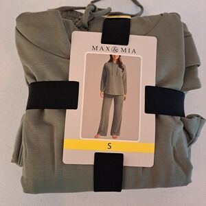 Max & Mia Lounge Set Womens Small Dark Sage New 2-Piece Hoodie Wide Leg 814-398